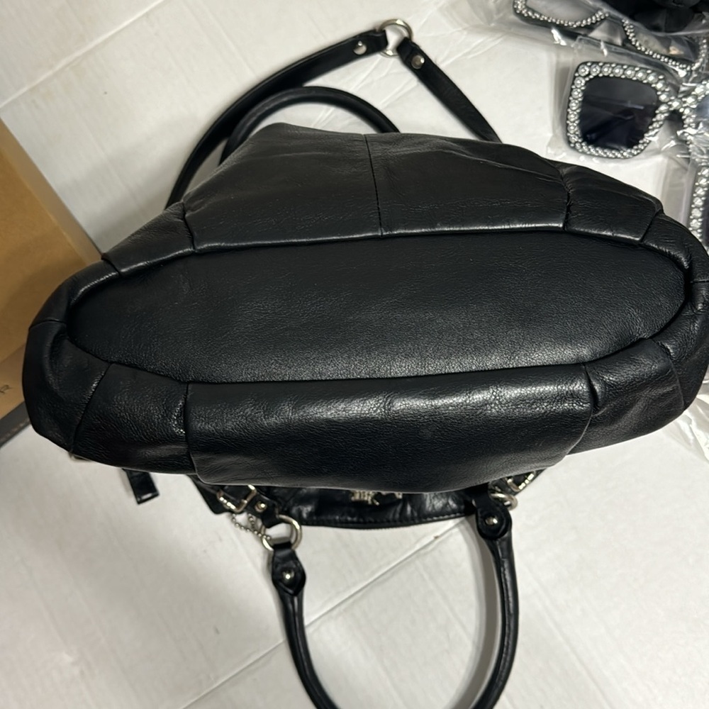 Coach Madison Sophia soft Black Leather Tote shoulder bag silver tone hardware - Picture 10 of 16